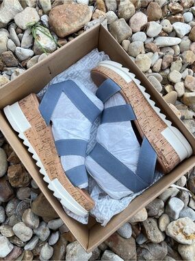 Steve Madden Blue Cork Platform Sandals